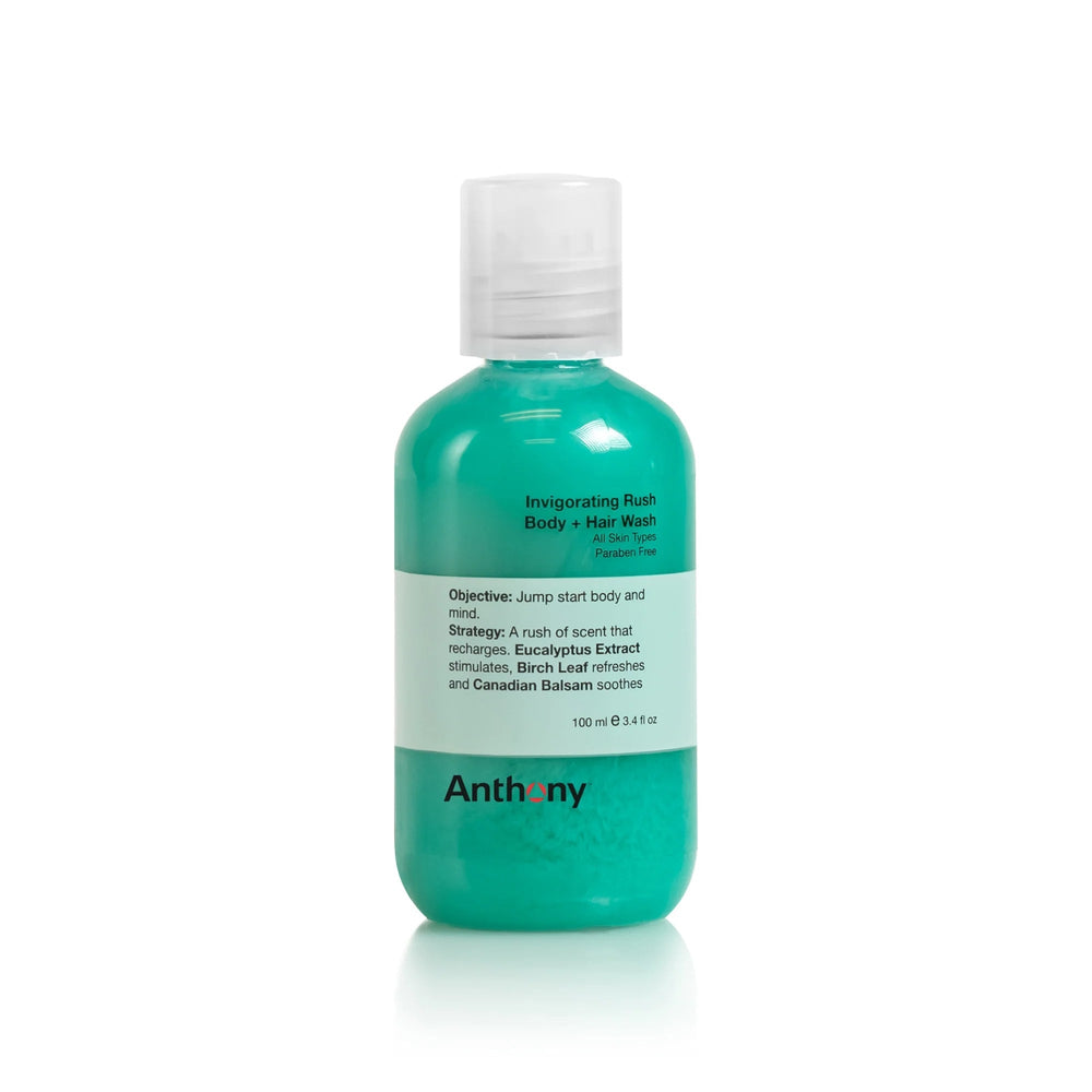 Anthony Invigorating Rush Hair + Body Wash 3.4 Fl Oz/ 100Ml